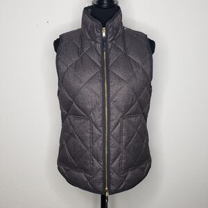 J Crew Womens Puffer Quilted Down Vest Jacket Size S Gray Outdoor Preppy Gray